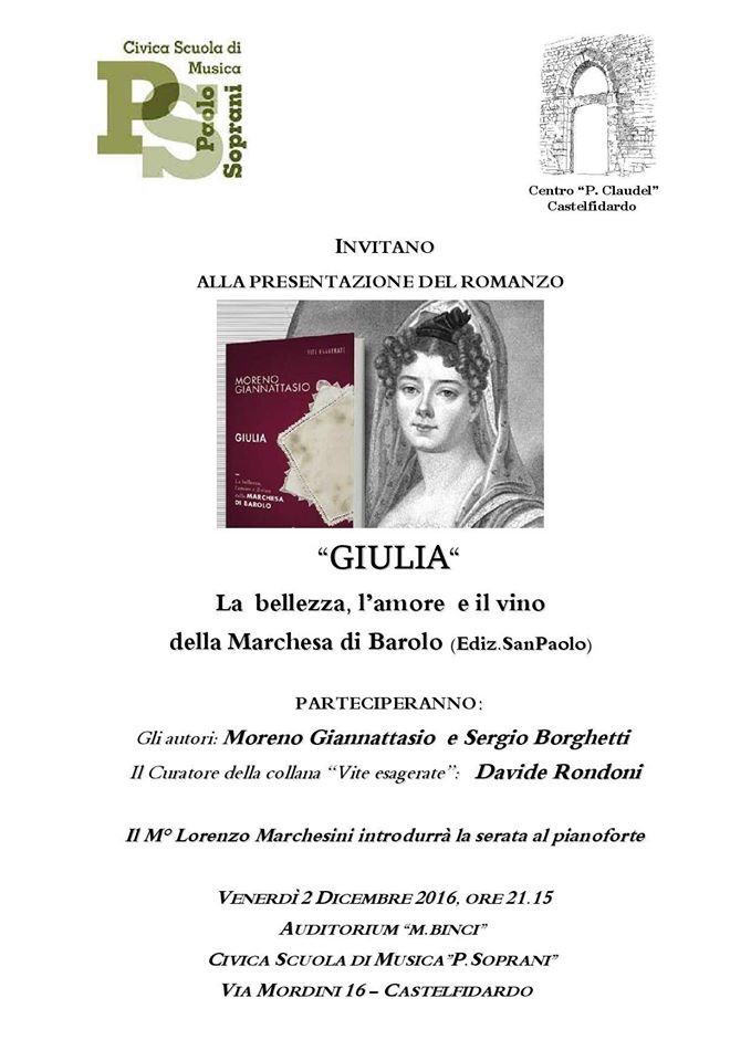 "Giulia di Barolo", serata con gli autori e Rondoni